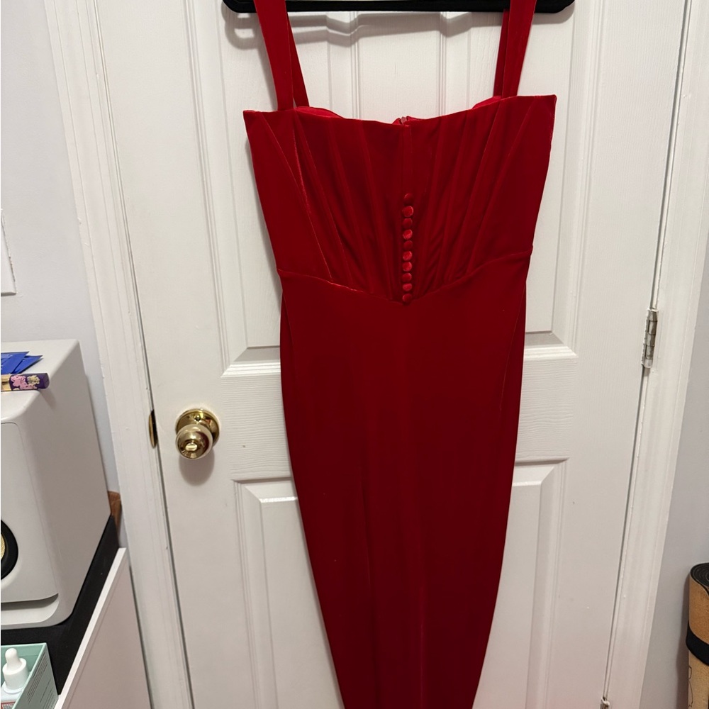 Aderlina  Red Sheath Dress corset top
